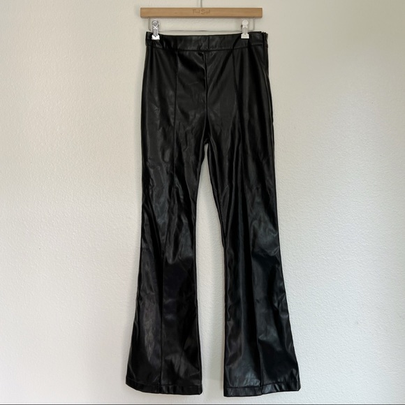 PRINCESS POLLY Black Vegan Leather Wide Leg Pants in Black SZ 6 - Picture 8 of 13